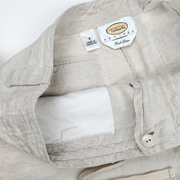 New Talbots Beige Irish Linen Drawstring Shorts Sz 8 - Picture 9 of 11